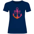 Maritimes Damen T-Shirt „Meer. Halt.“ | Anker Print in Pink & Orange | in weiß, rosa oder navy