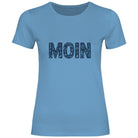 Damen T-Shirt „MOIN“ – Maritimes Shirt für Nordsee- & Küstenfans | weiß, rosa, natur, hellblau