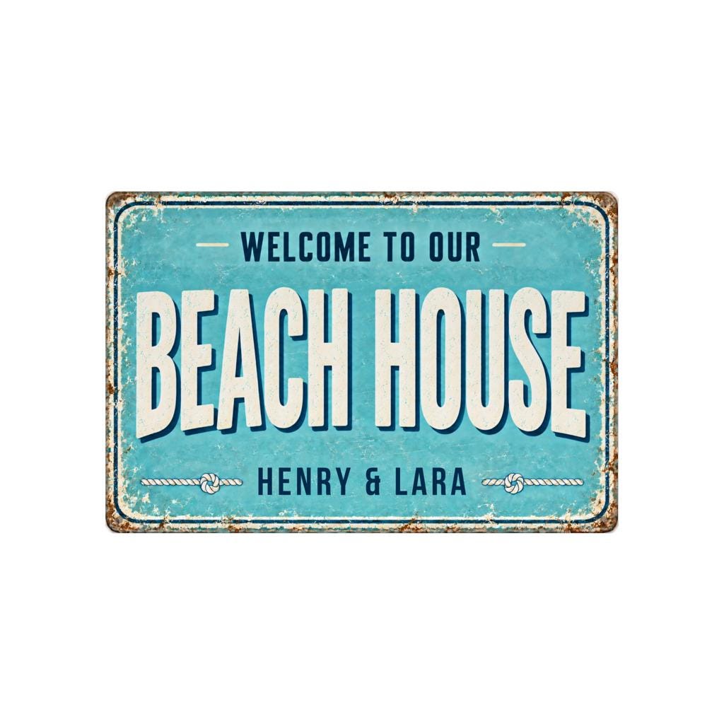 Personalisiertes Beach House Blechschild – Welcome to our Beach House