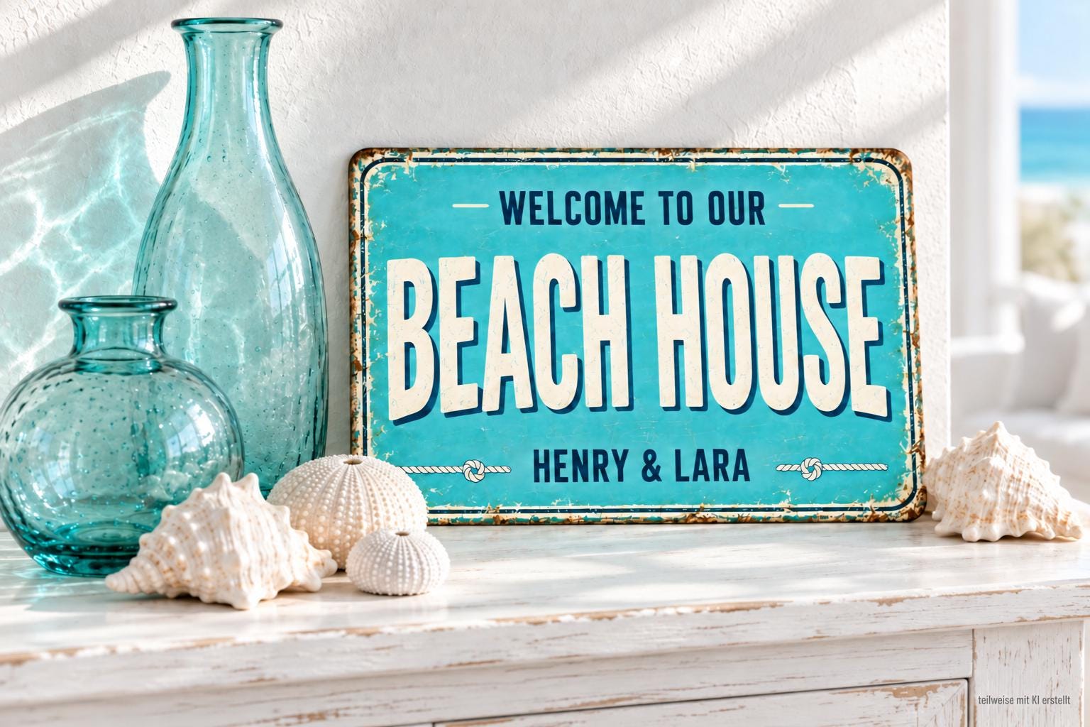 Personalisiertes Beach House Blechschild – Welcome to our Beach House