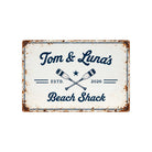 Personalisiertes Blechschild maritim | Beach Shack Schild mit Namen und Jahreszahl | Geschenk für Paare, Camper und Küstenfans