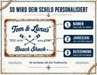 Personalisiertes Blechschild maritim | Beach Shack Schild mit Namen und Jahreszahl | Geschenk für Paare, Camper und Küstenfans