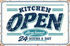 Blechschild Kitchen Open | Schild Küche 30 × 20 cm | originelles Vintage Küchenschild | Shabby Chic Retro Style