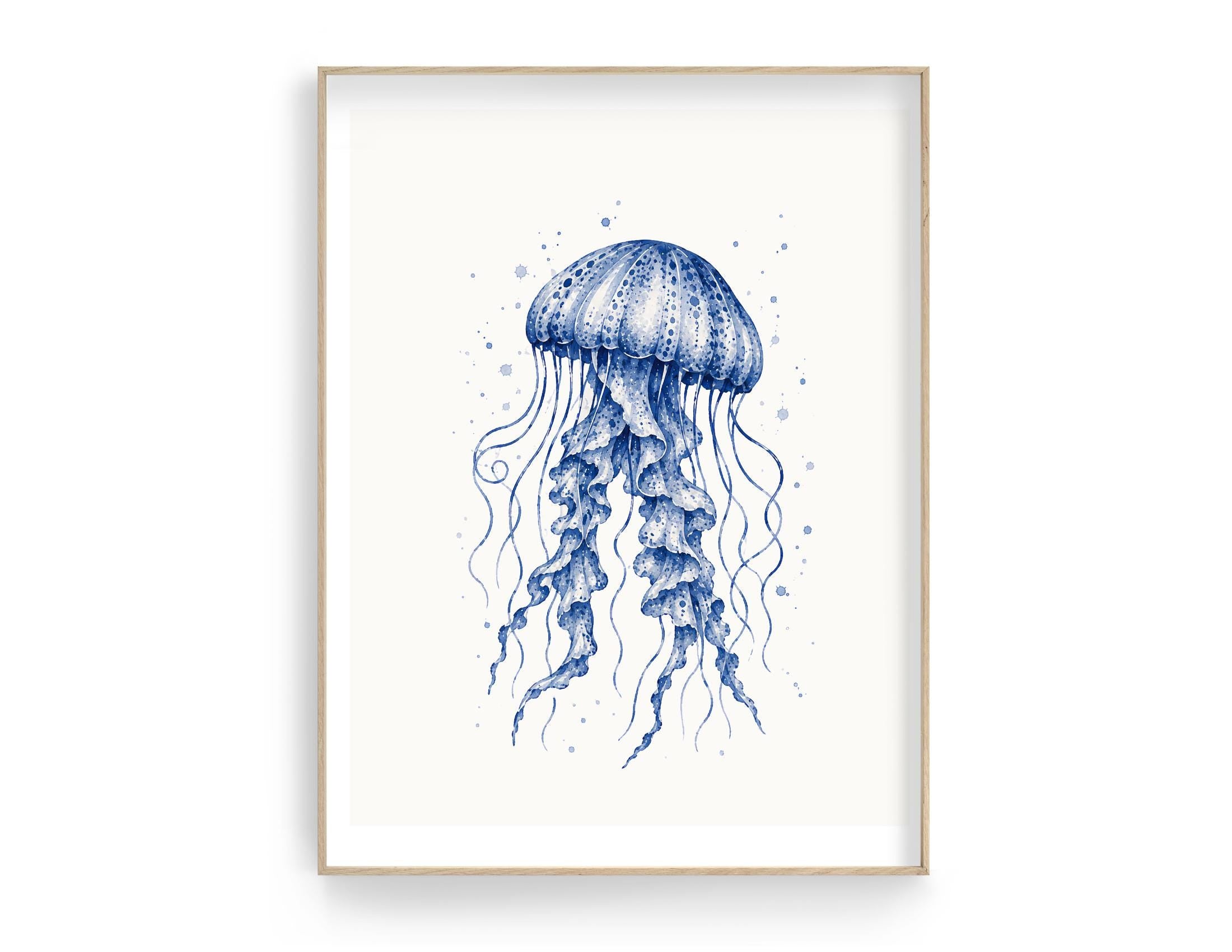 Poster Qualle | maritime Wall Art | Beach House Decor | Wand Deko | Coastal Wall Art
