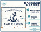 Personalisiertes Camper Blechschild | Wohnmobil Deko mit Namen | maritimes Vintage Metallschild | Wunschtext | Geschenk Camper | 30 × 20 cm