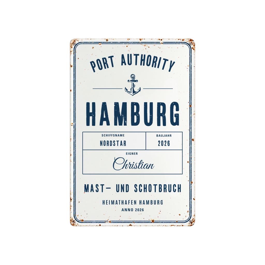 Personalisiertes Blechschild für Bootsbesitzer – Port Authority