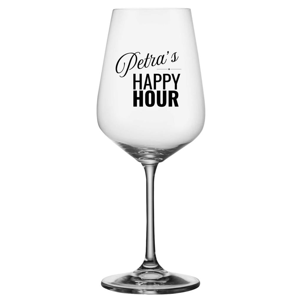 Personalisiertes Weinglas „Happy Hour“ | schönes Geschenk für Paare | Weingläser bedruckt mit Namen