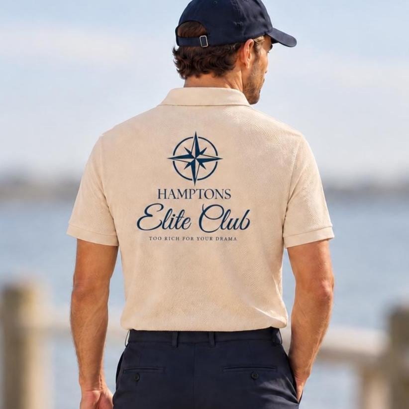 Hampton Elite Club Polo Shirt | Maritimes Unisex Poloshirt mit Kompass Motiv | Küstenlook Geschenk für Segler & Bootsliebhaber