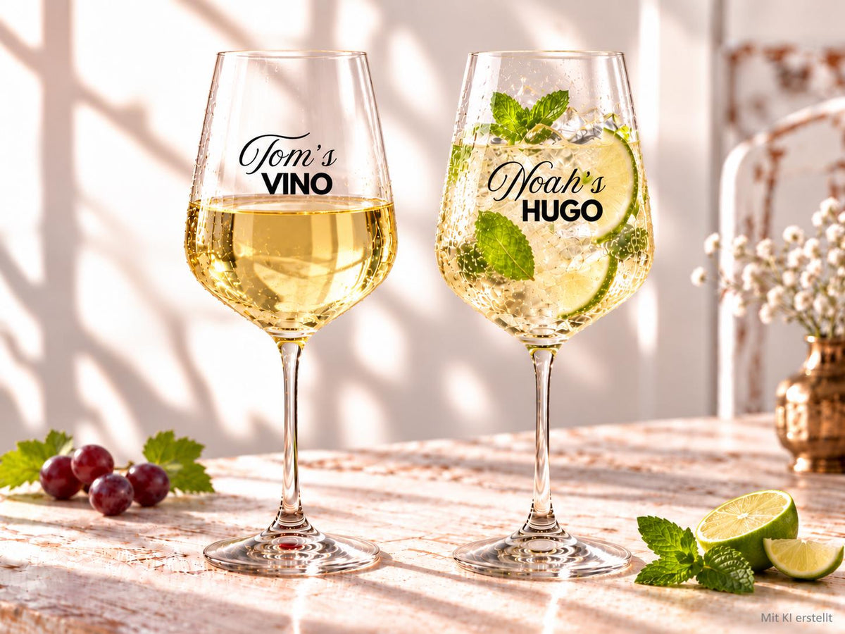 Personalisiertes Weinglas | Spritzglas – bedruckt mit Wunschname und Wunschtext