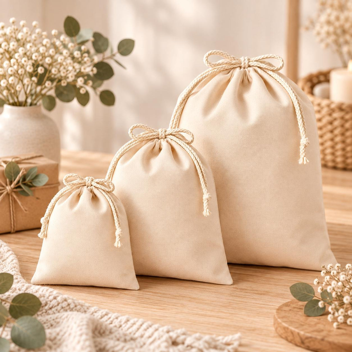 Personalisierter Geschenkbeutel mit weihnachtlichem Tier-Motiv als Verpackung für Nikolaus, Wichteln, Weihnachten | 3 Größen | 8 Motive