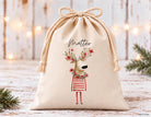 Personalisierter Geschenkbeutel mit Rentier-Motiv als Verpackung für Nikolaus, Wichteln, Weihnachten | 3 Größen | 12 Motive