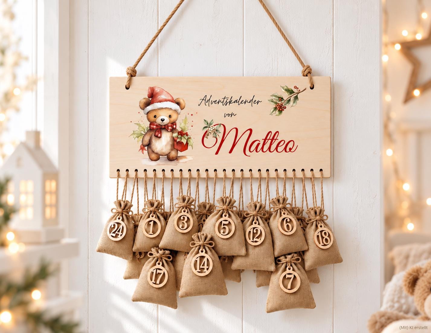 Personalisierbarer Adventskalender aus Holz – wiederverwendbar & liebevoll befüllbar