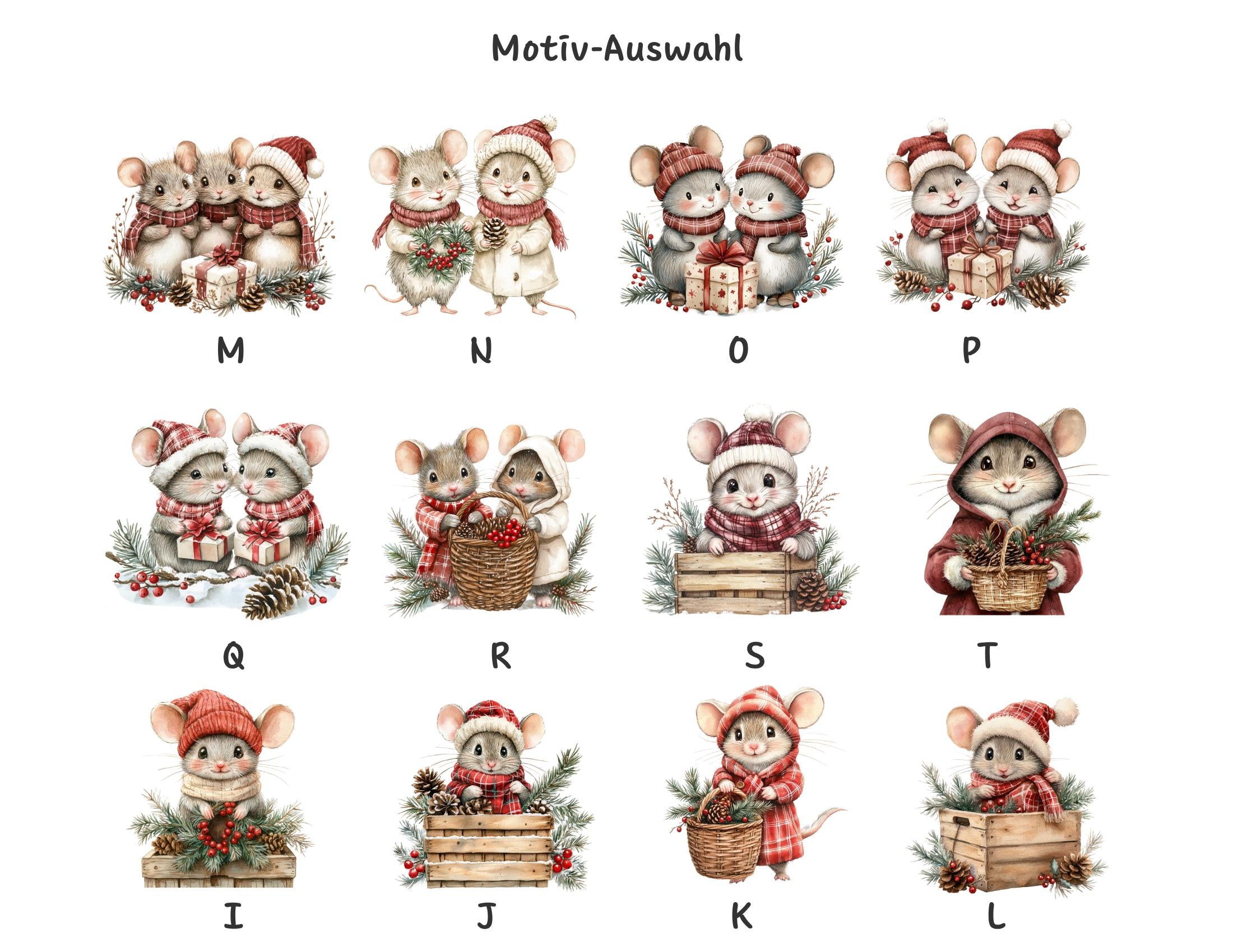 Personalisierte satinierte Glastasse | niedliche Mäuse und dein Name | Teetasse | 24 Motive zur Auswahl