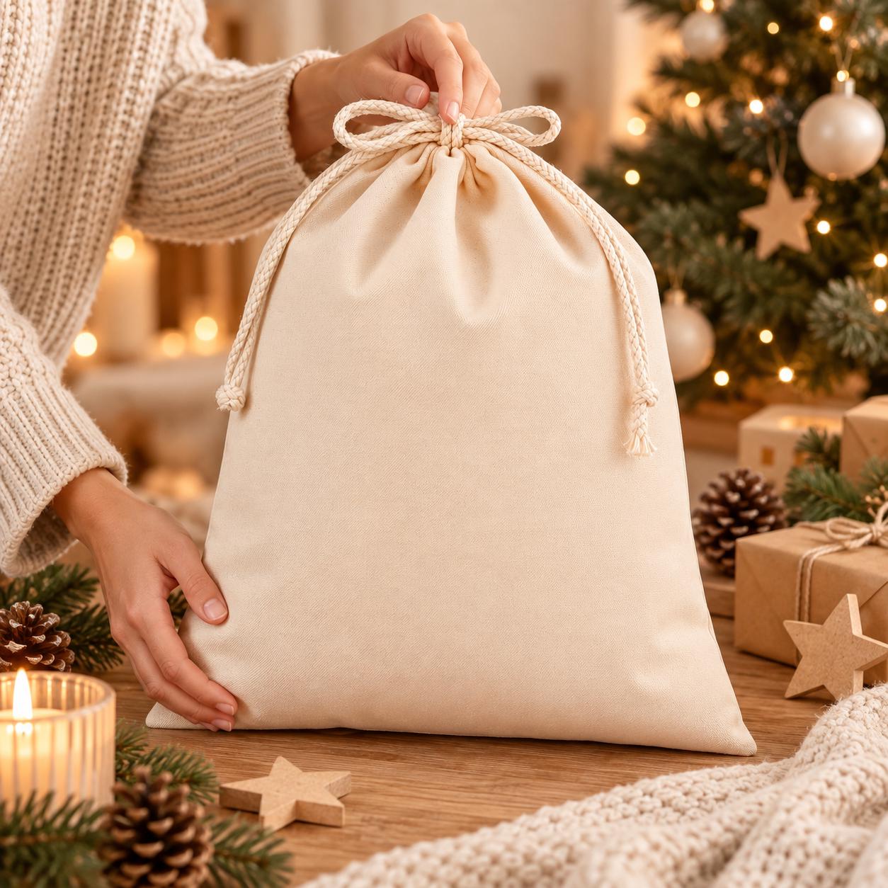 Personalisierter Geschenkbeutel mit Rentier-Motiv als Verpackung für Nikolaus, Wichteln, Weihnachten | 3 Größen | 12 Motive