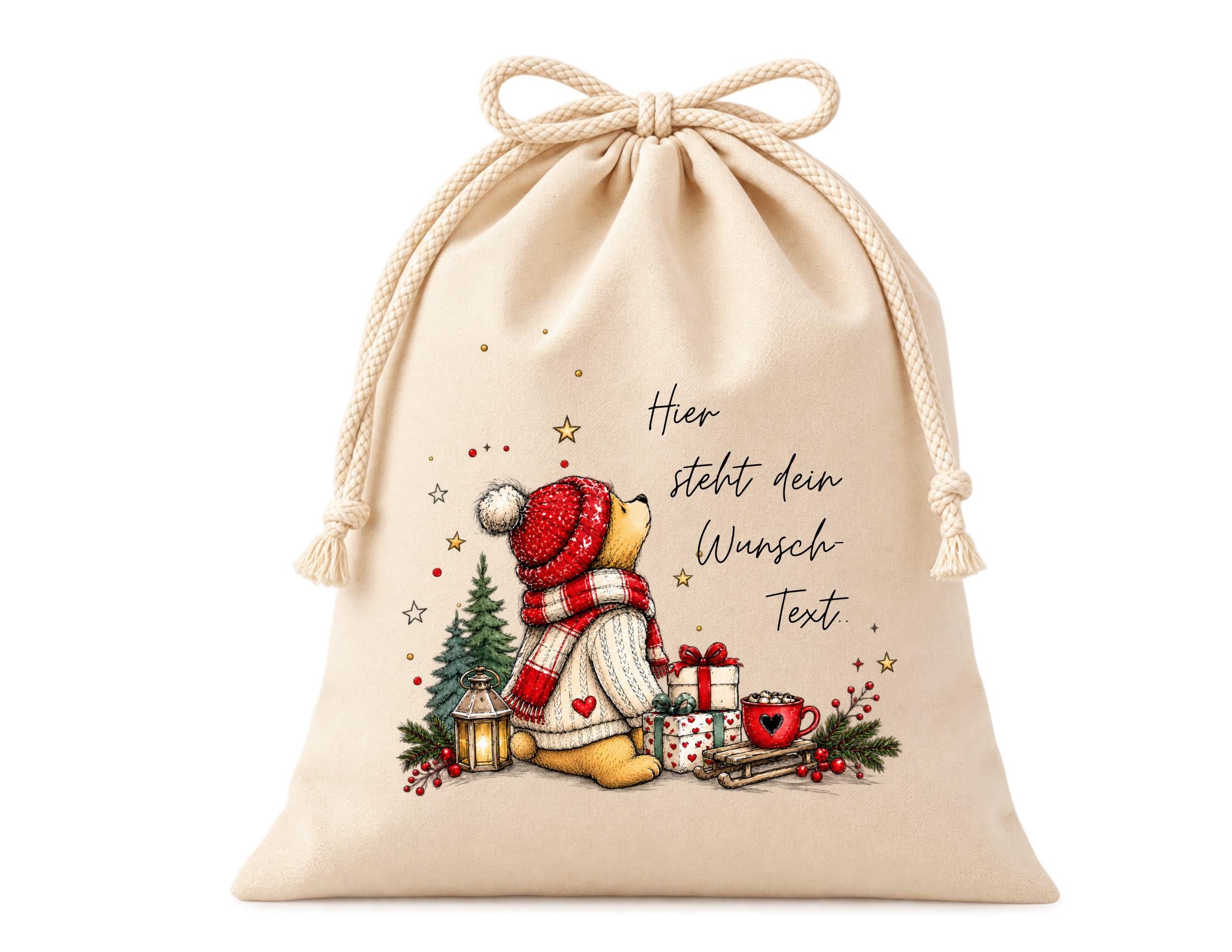 Personalisierter Geschenkbeutel mit Bärchen | liebevolle Verpackung für Überraschungen zum Nikolaus, Wichteln oder Weihnachten | in 3 Größen