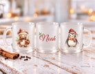 Personalisierte satinierte Glastasse | niedliche Weihnachtsmotive und dein Name | Teetasse