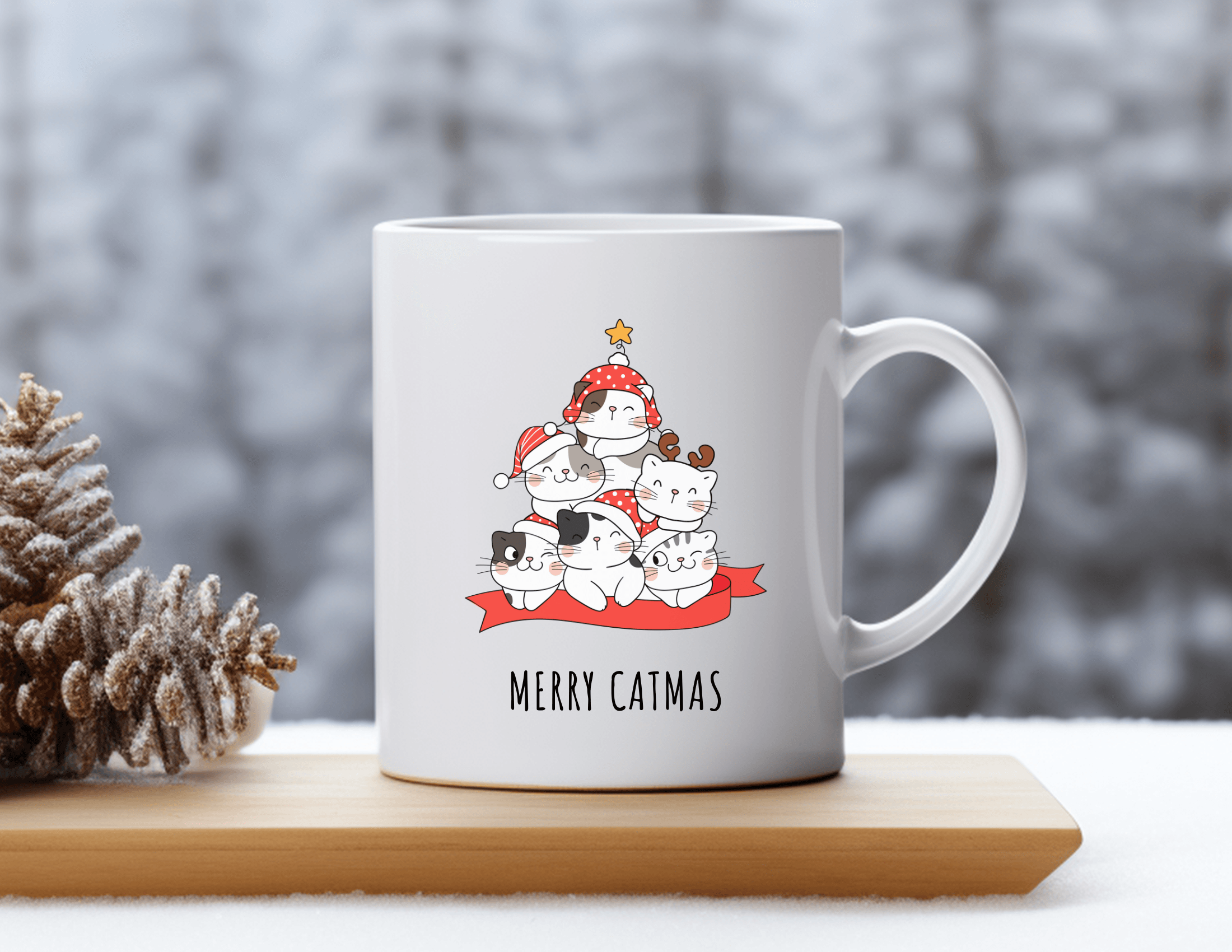 Keramiktasse | Weihnachtsmotiv Katzen | Merry Catmas - Roo's Gift Shop