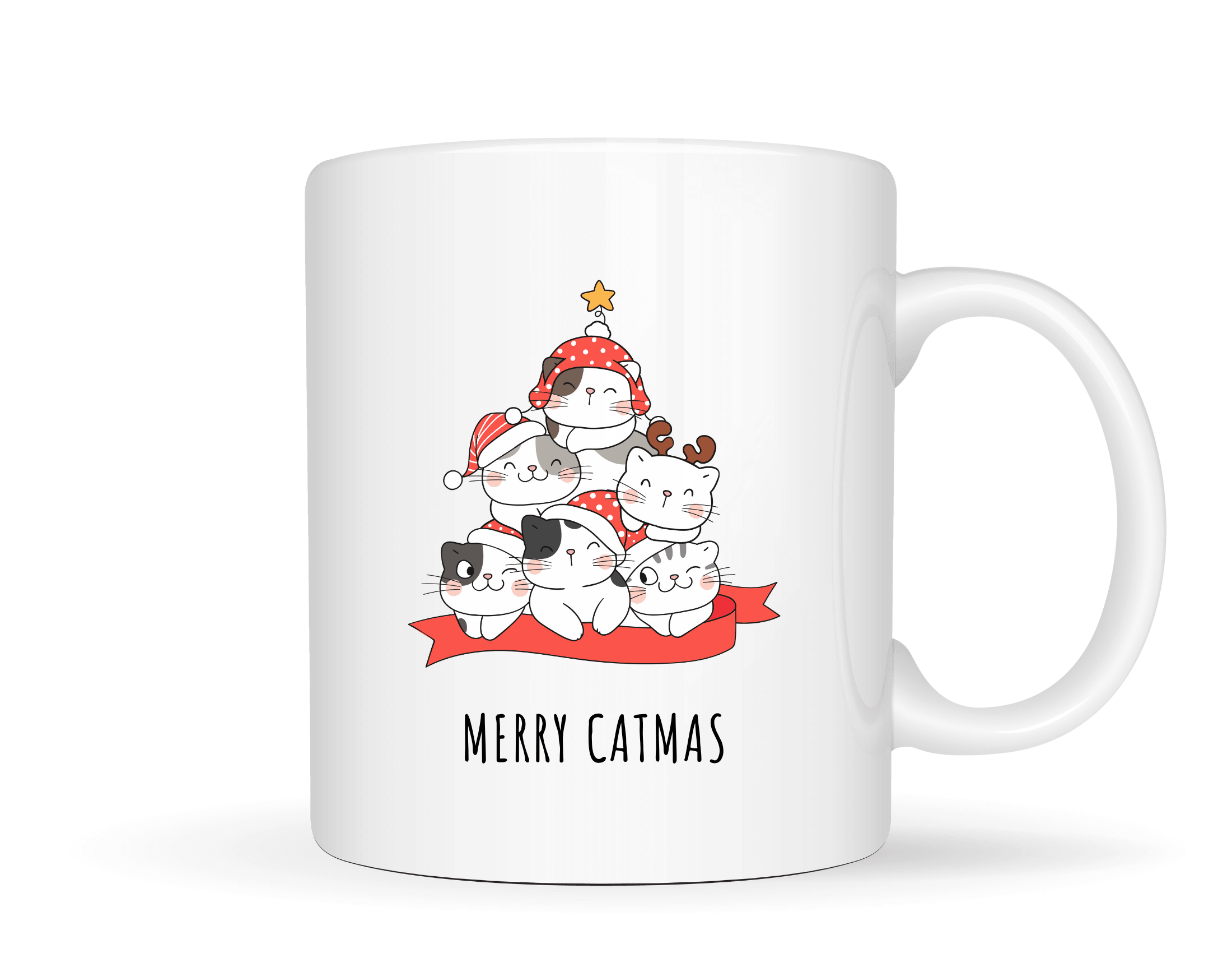 Keramiktasse | Weihnachtsmotiv Katzen | Merry Catmas - Roo's Gift Shop