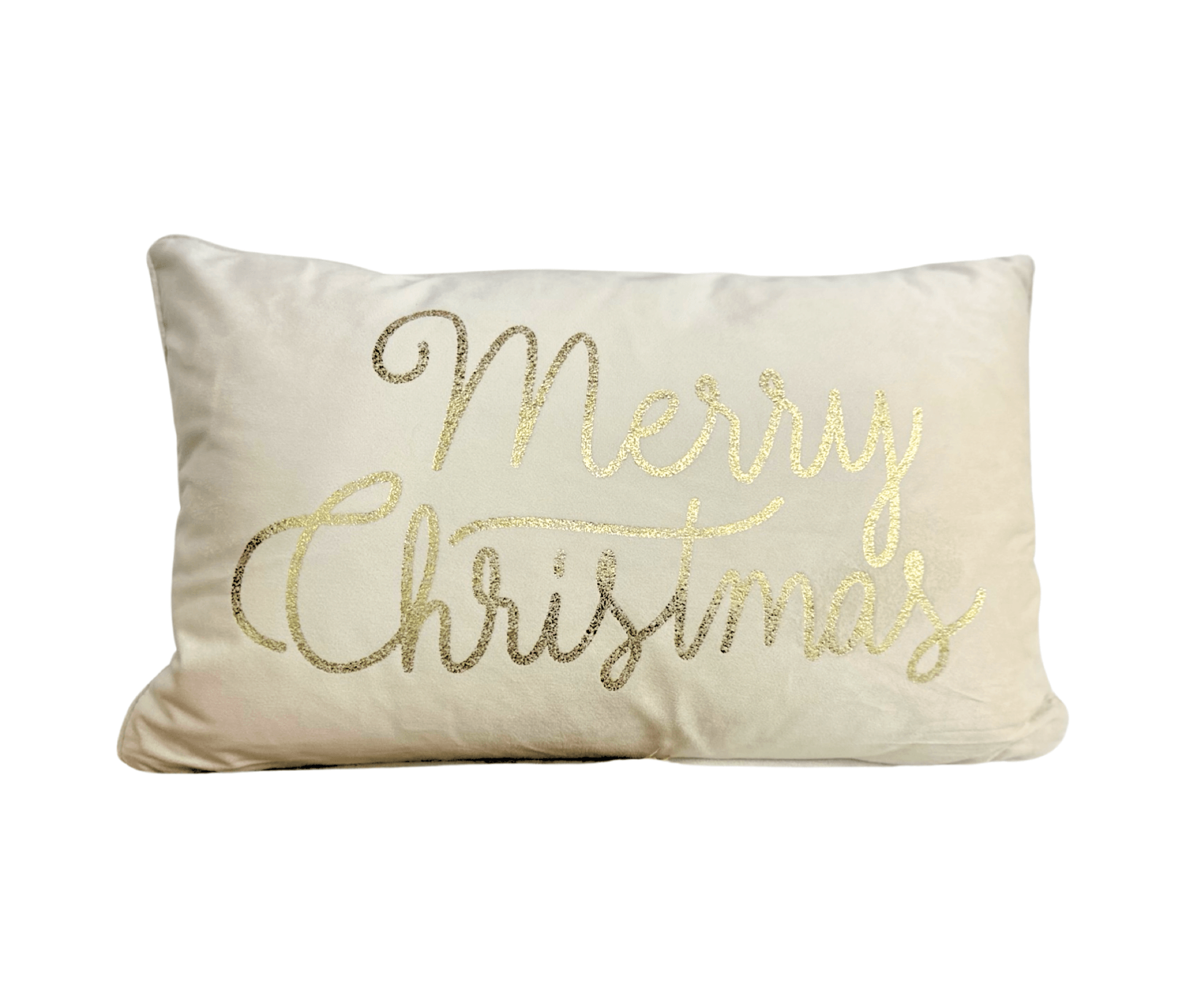 Kissen | Weihnachten | Merry Christmas | Samt creme gold - Roo's Gift Shop