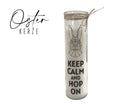 Oster Kerze im Glas | schlankes Glas | Keep calm and hop on | Kerzen mit Botschaft | Skandi Deko | Geschenkidee Ostern Hase Origami - Roo's Gift Shop