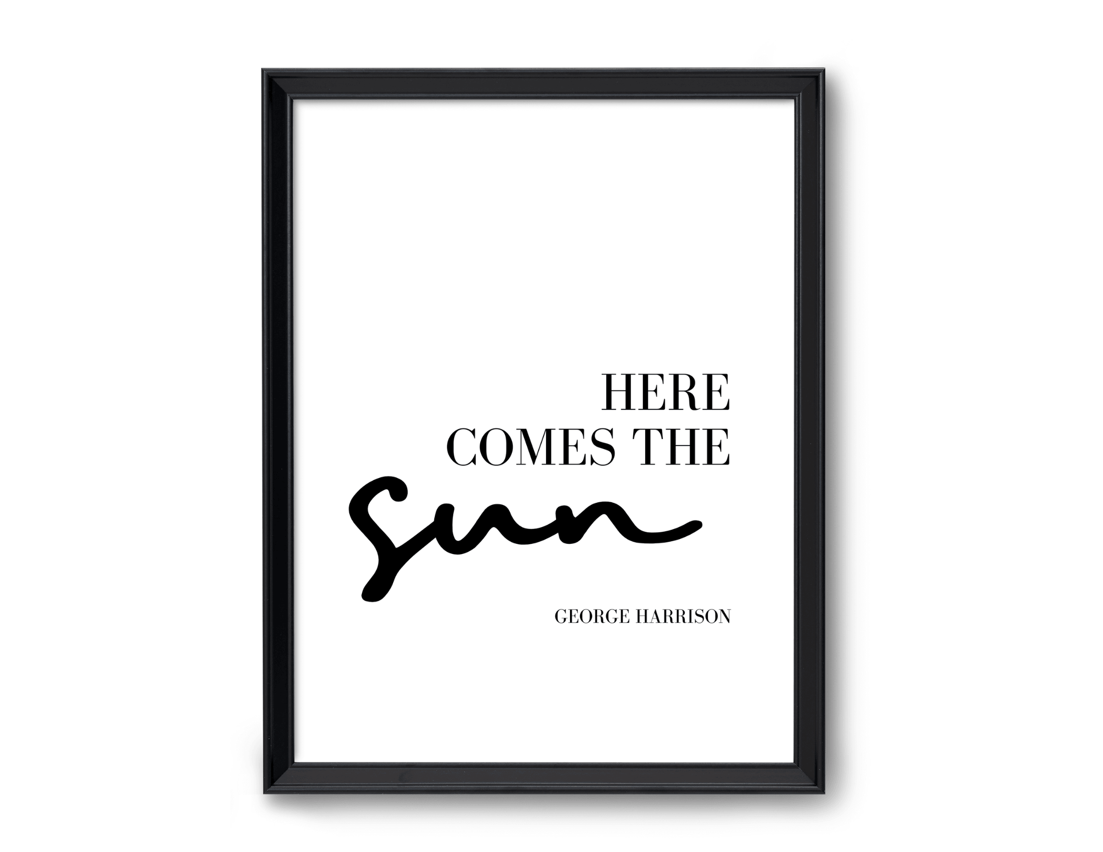 Poster mit Songtext | Here comes the sun | George Harrison | Digitalprint Rahmen - Roo's Gift Shop