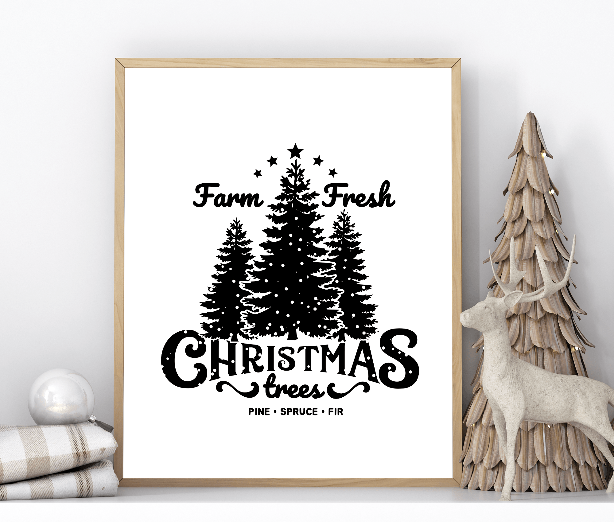 Poster Weihnachten | Farm House Stil | schwarz weiß - Roo's Gift Shop