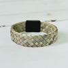 Beiges geflochtenes Lederarmband für Männer | Verschluss Edelstahl | Herrenarmband | Geschenk Vatertag