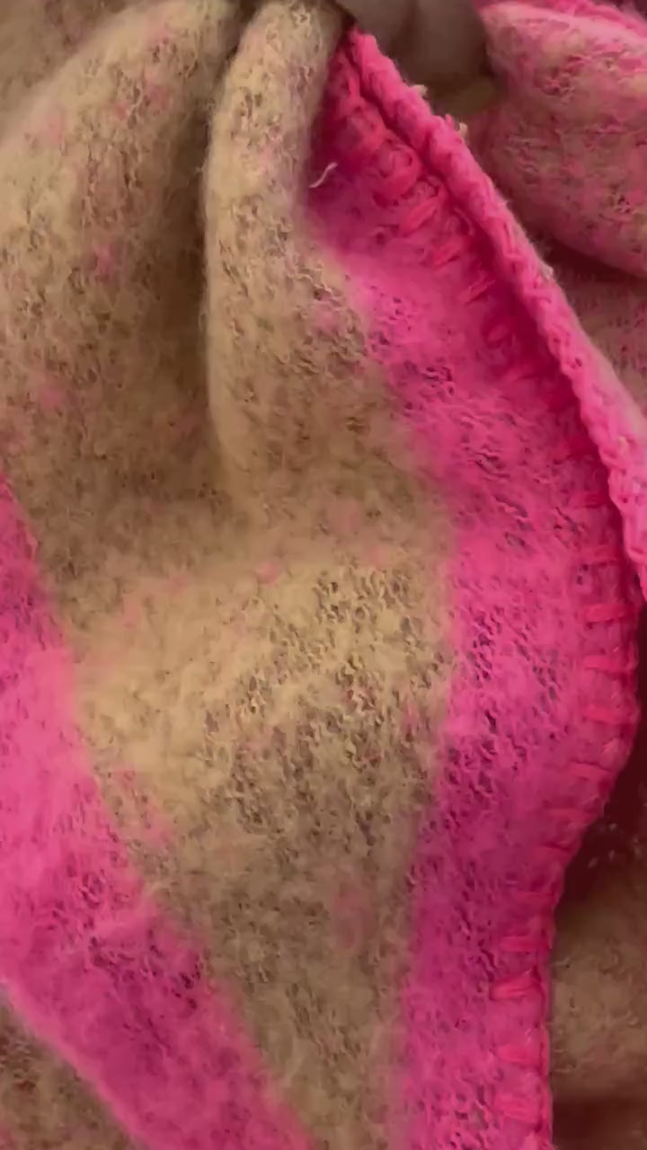 Schal | Dreieckstuch camel & Pink | 190 x 90 cm