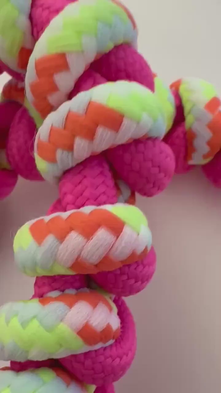 Handykette | dicker Handygurt aus Seil geknüpft | als Handyband oder Taschengurt - in leuchtendem Neon Pink und Neon Gelb
