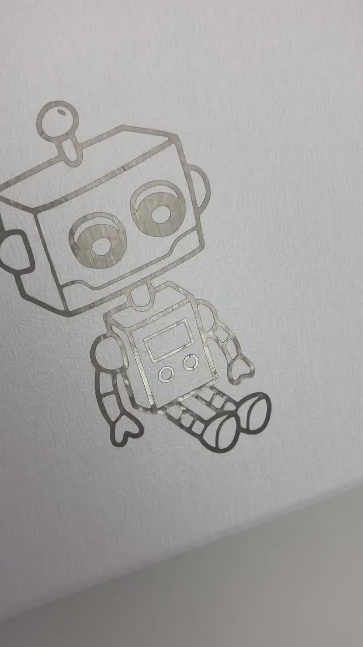 Kleiner weißer Kinderkoffer | Roboter | Pappkoffer für Spielzeug | Geschenk Kindergartenkind Schulkind