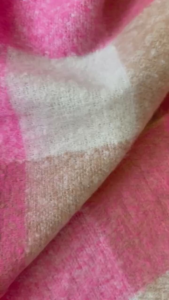 Schal | Dreieckstuch beige, pink & rosa | 170 x 115 cm