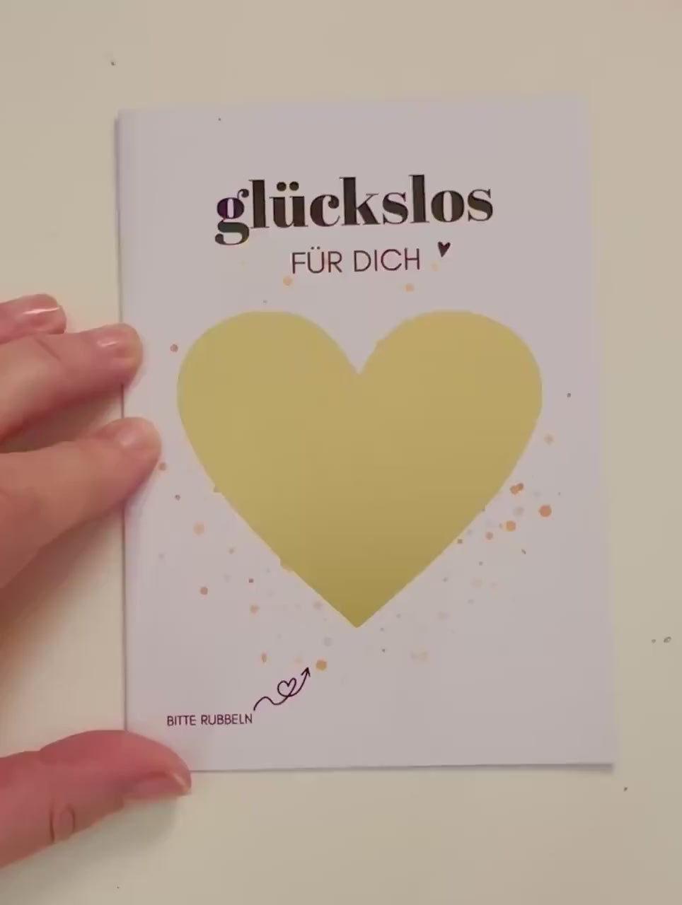 Personalisierte Rubbelkarte mit Rubbelherz und Deinem Text | Klappkarte A6 | Gutschein | Herz in gold