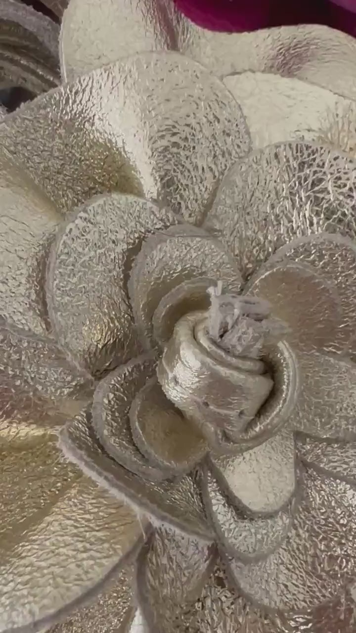 Blumen-Ledergürtel Leder | Bindegürtel Blüte | große Lederblume | schwarz, gold, pink, taupe, flieder, silber, Leo, Khaki, Braun