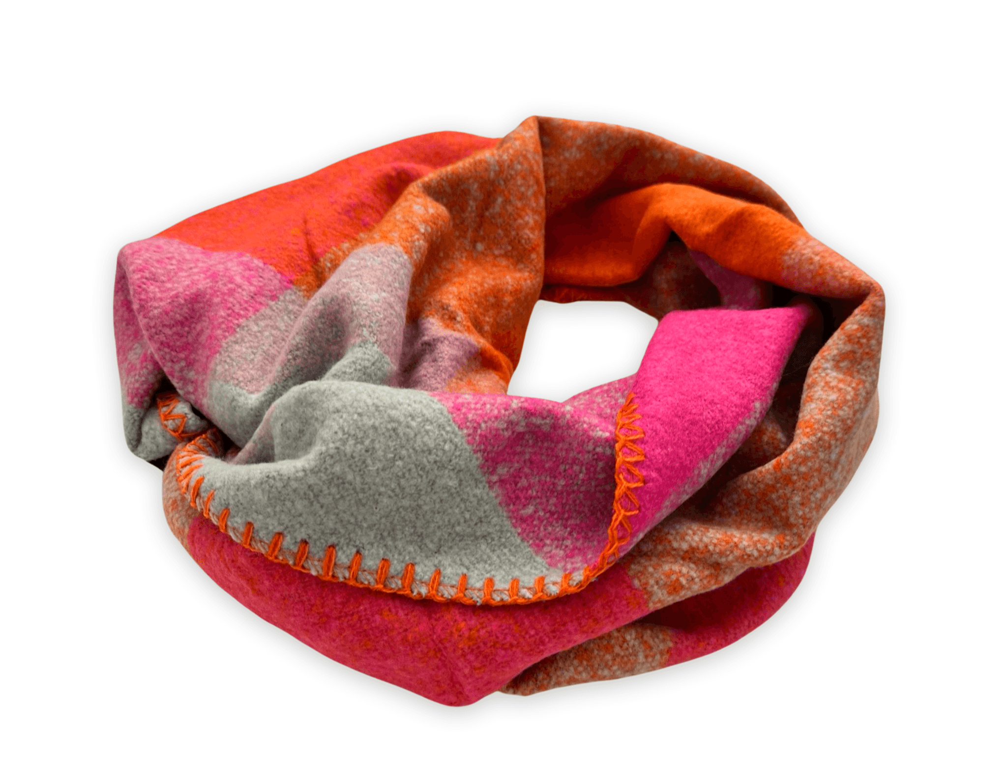 Schal | Dreieckstuch mehrfarbiges Karomuster | pink orange - Roo's Gift Shop