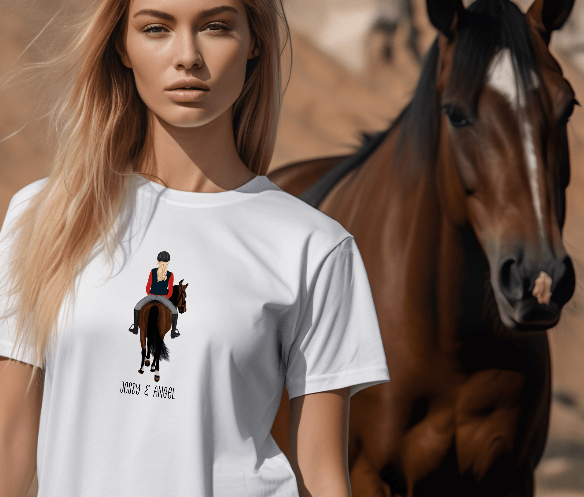 T-Shirt | personalisiertes Pferde-Shirt mit Namen | weiß - Roo's Gift Shop