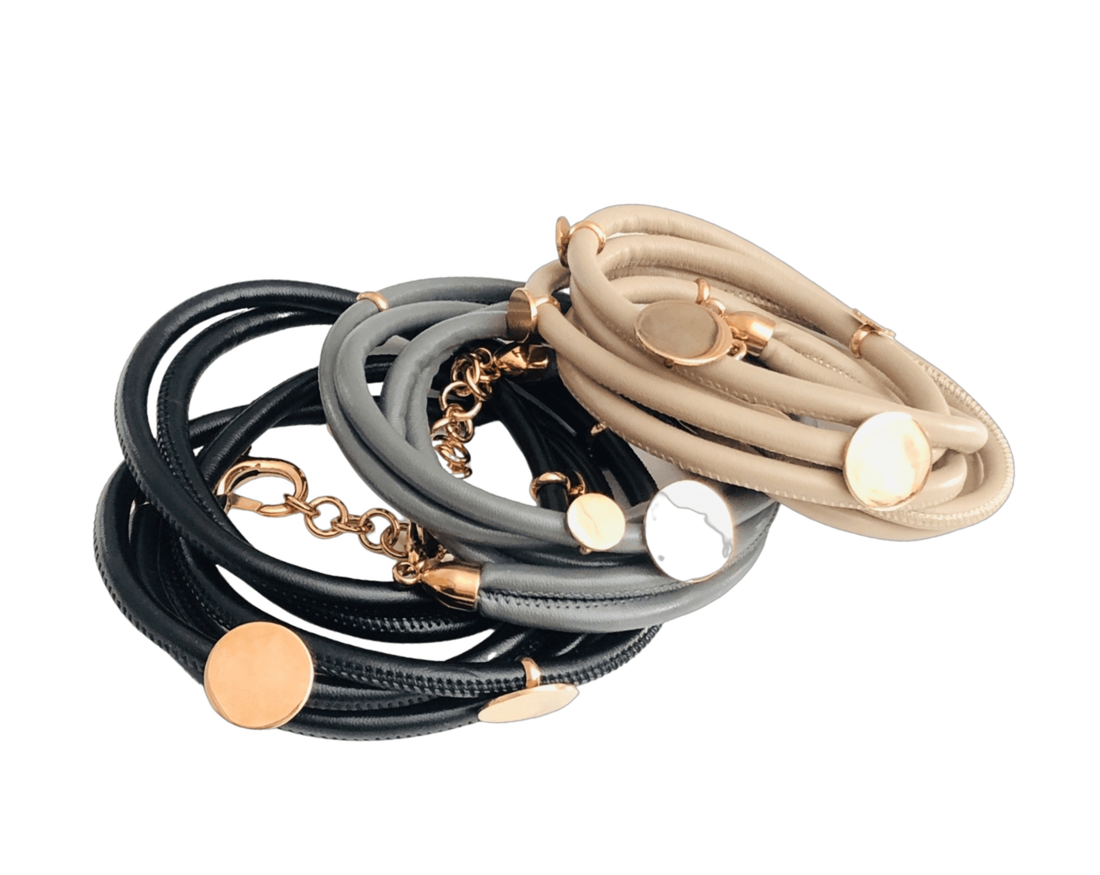 Armband | Echt Leder | beige, grau oder schwarz - Roo's Gift Shop