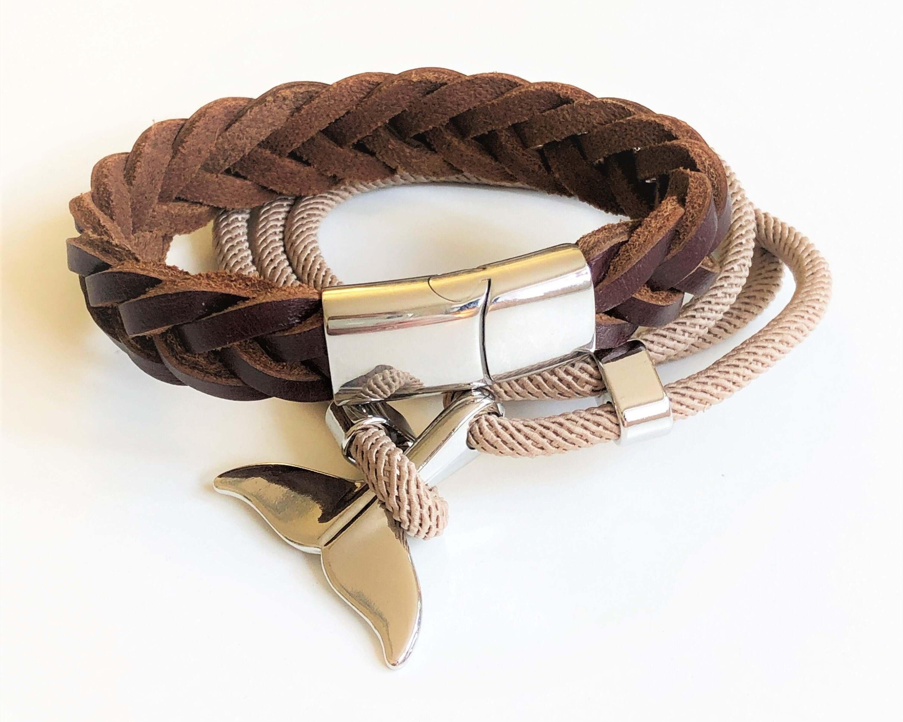 Armband | Wickelarmband für Männer | Walflosse | beige - Roo's Gift Shop
