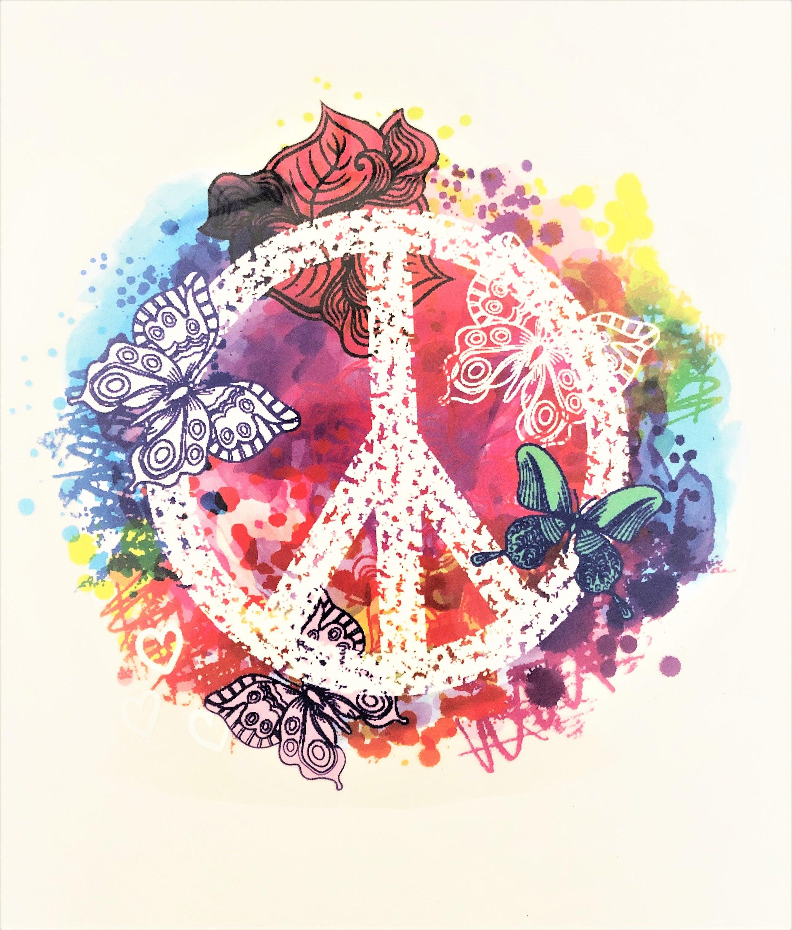 Bügelbild | mit Namen | personalisiert | Peacezeichen - Roo's Gift Shop