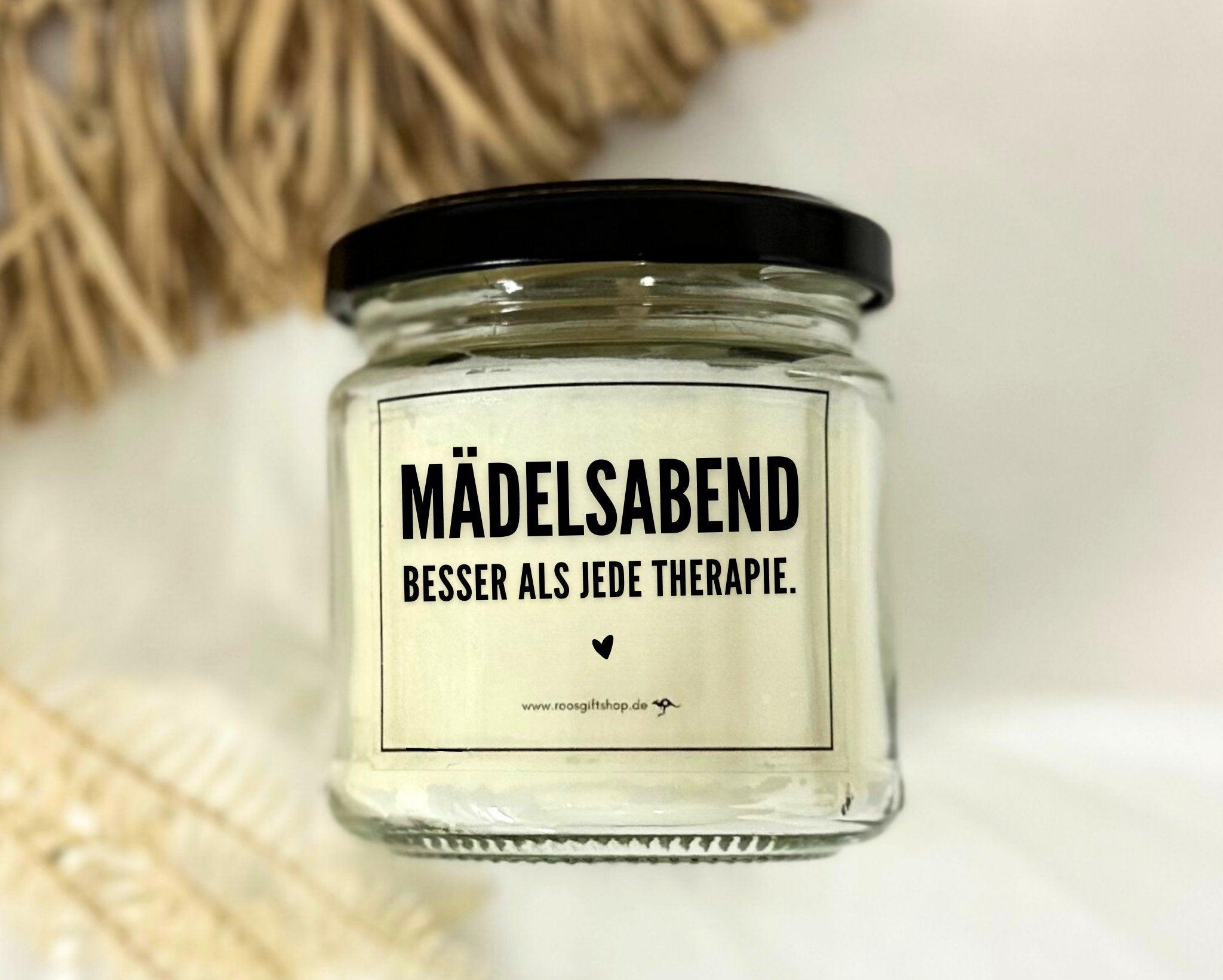 Duftkerze im Glas | Mitbringsel | Mädelsabend besser als jede Therapie - Roo's Gift Shop