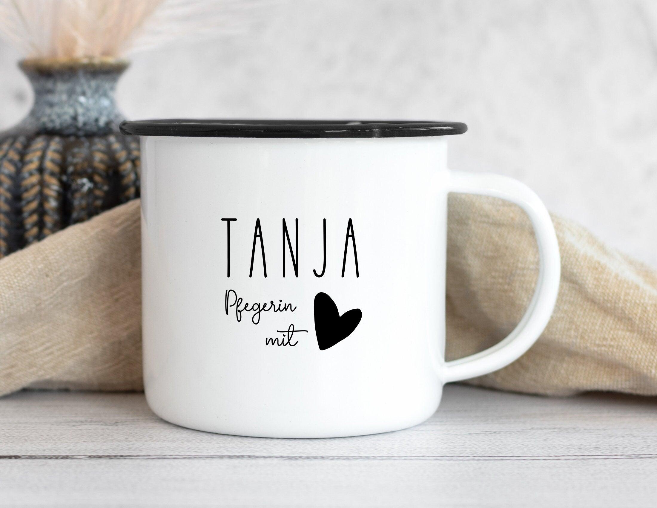 Emaille Tasse | Lehrerin mit Herz | Abschiedsgeschenk - Roo's Gift Shop
