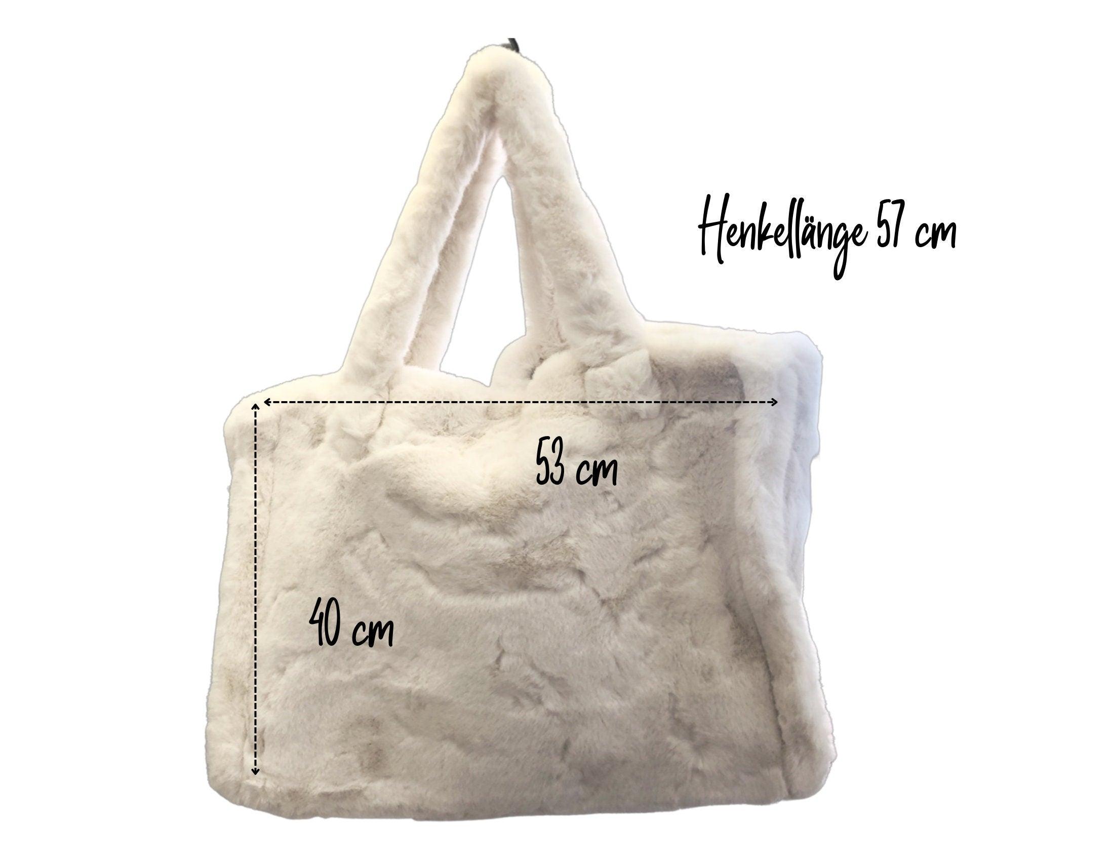 Fell Tasche | beige, creme, wollweiß | große Plüsch Handtasche - Roo's Gift Shop