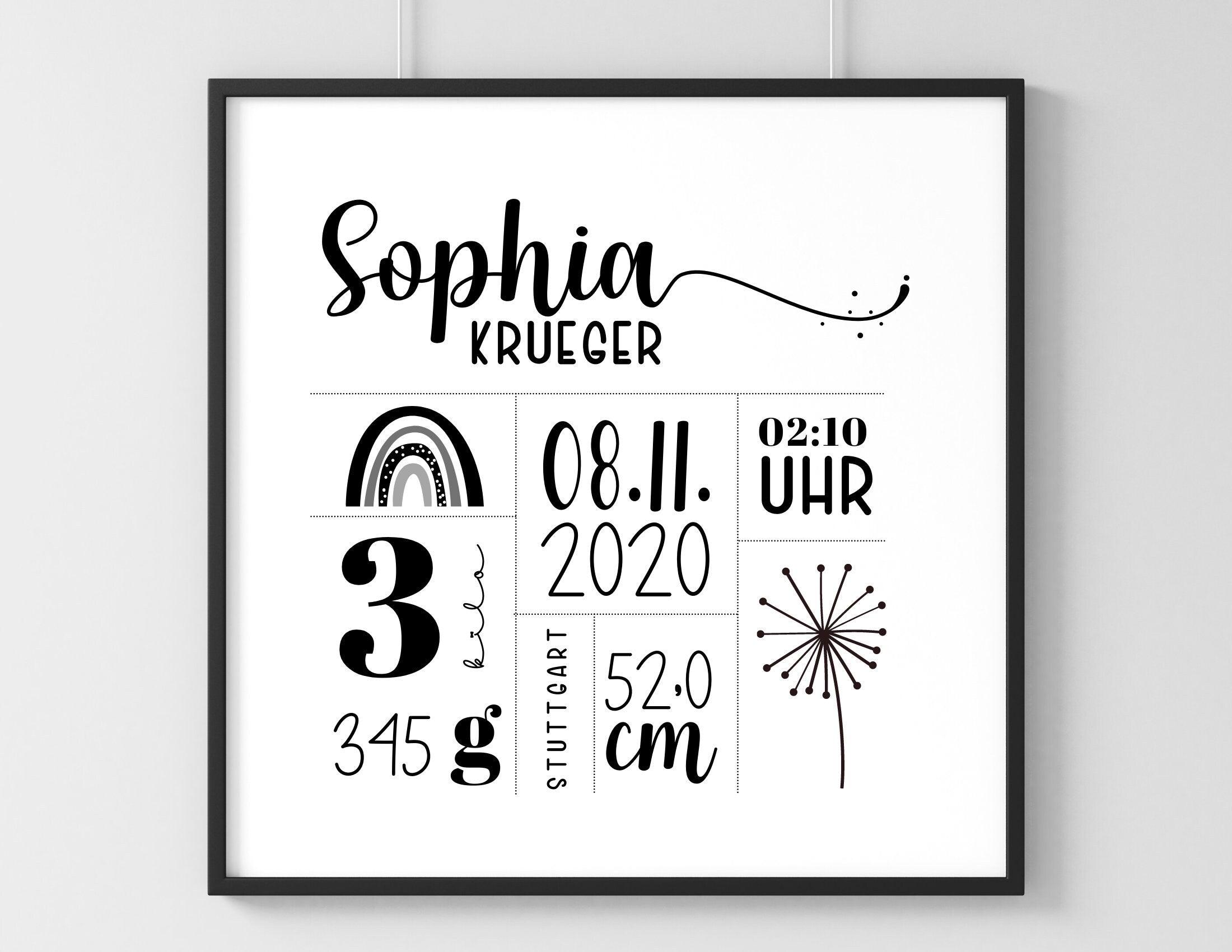Geburtsposter | Taufgeschenk | personalisiert | Name | Bild Baby Geschenk - Roo's Gift Shop