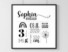 Geburtsposter | Taufgeschenk | personalisiert | Name | Bild Baby Geschenk - Roo's Gift Shop