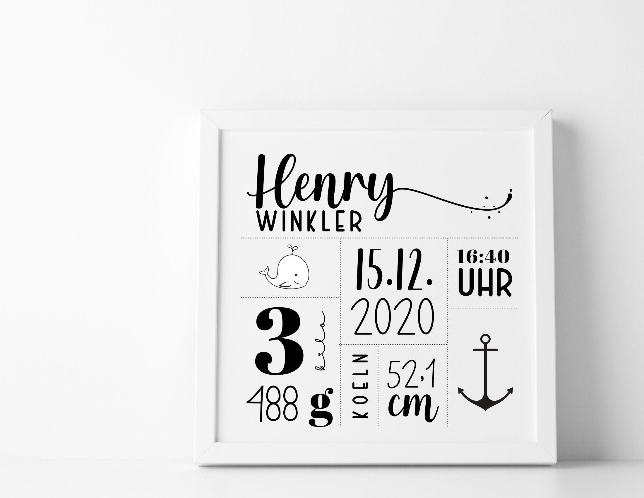 Geburtsposter | Taufgeschenk | personalisiert | Name | Bild Baby Geschenk - Roo's Gift Shop