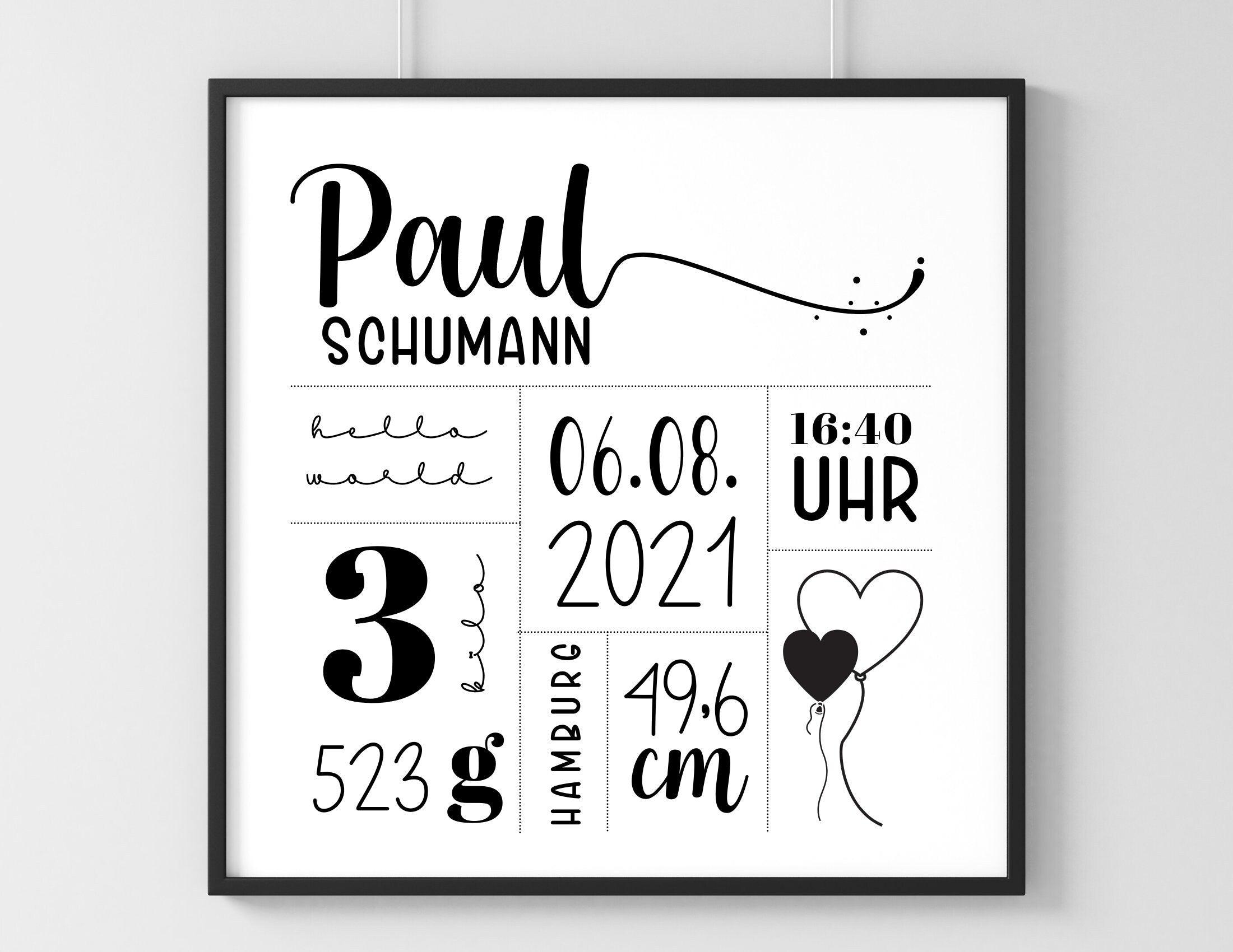 Geburtsposter | Taufgeschenk | personalisiert | Name | Bild Baby Geschenk - Roo's Gift Shop