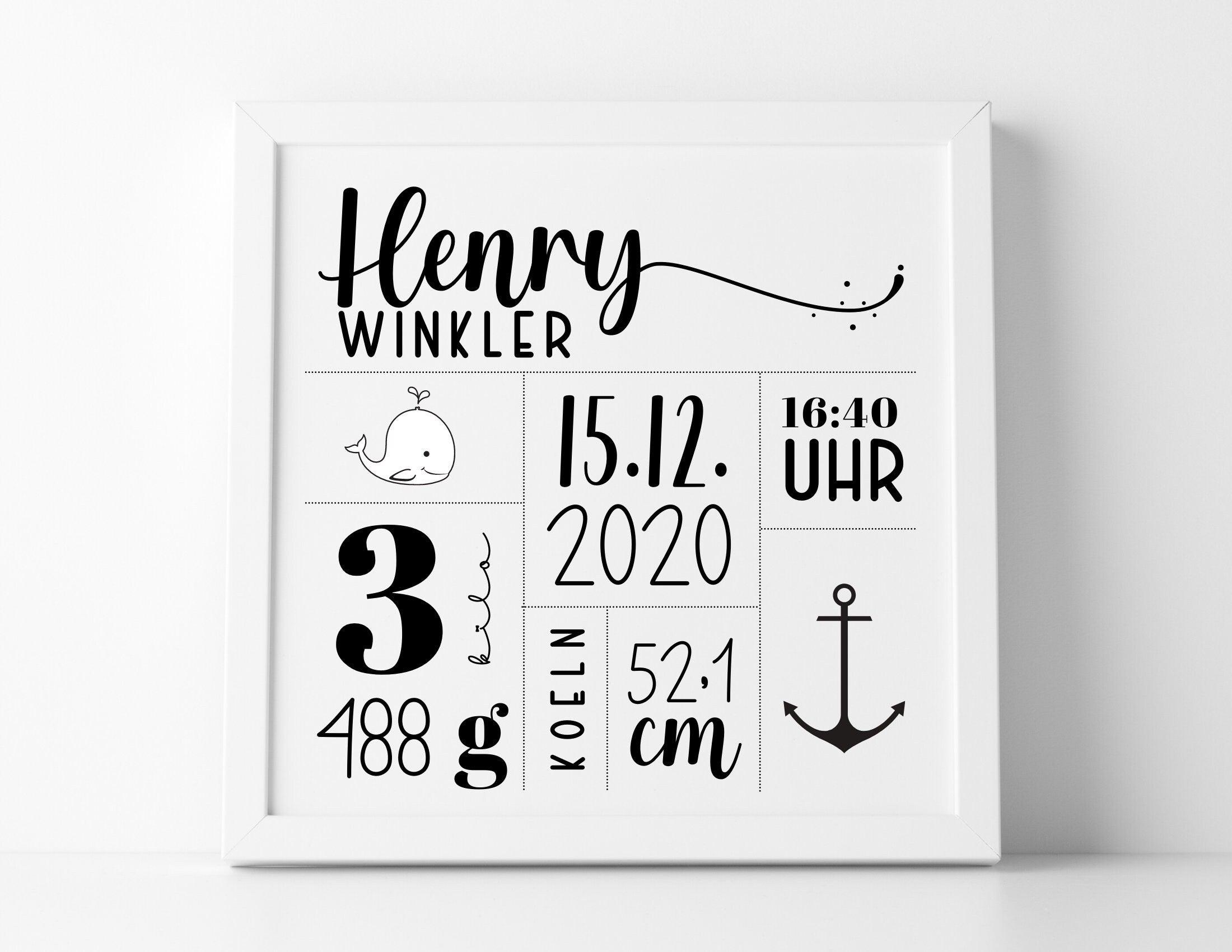 Geburtsposter | Taufgeschenk | personalisiert | Name | Bild Baby Geschenk - Roo's Gift Shop