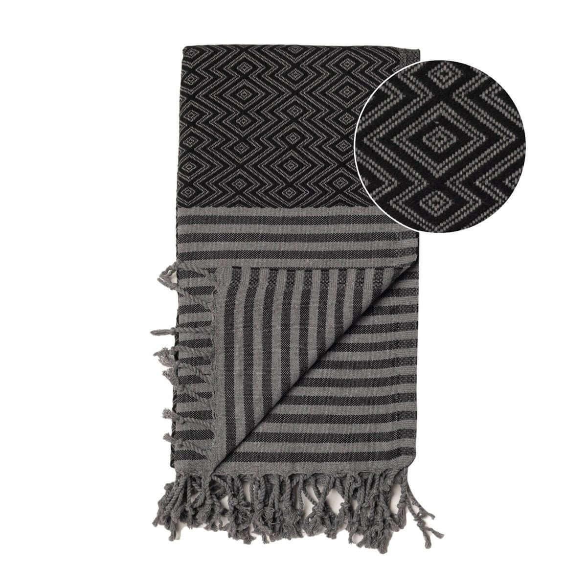 Hamamtuch | Handtuch | beige, grau und schwarz - Roo's Gift Shop