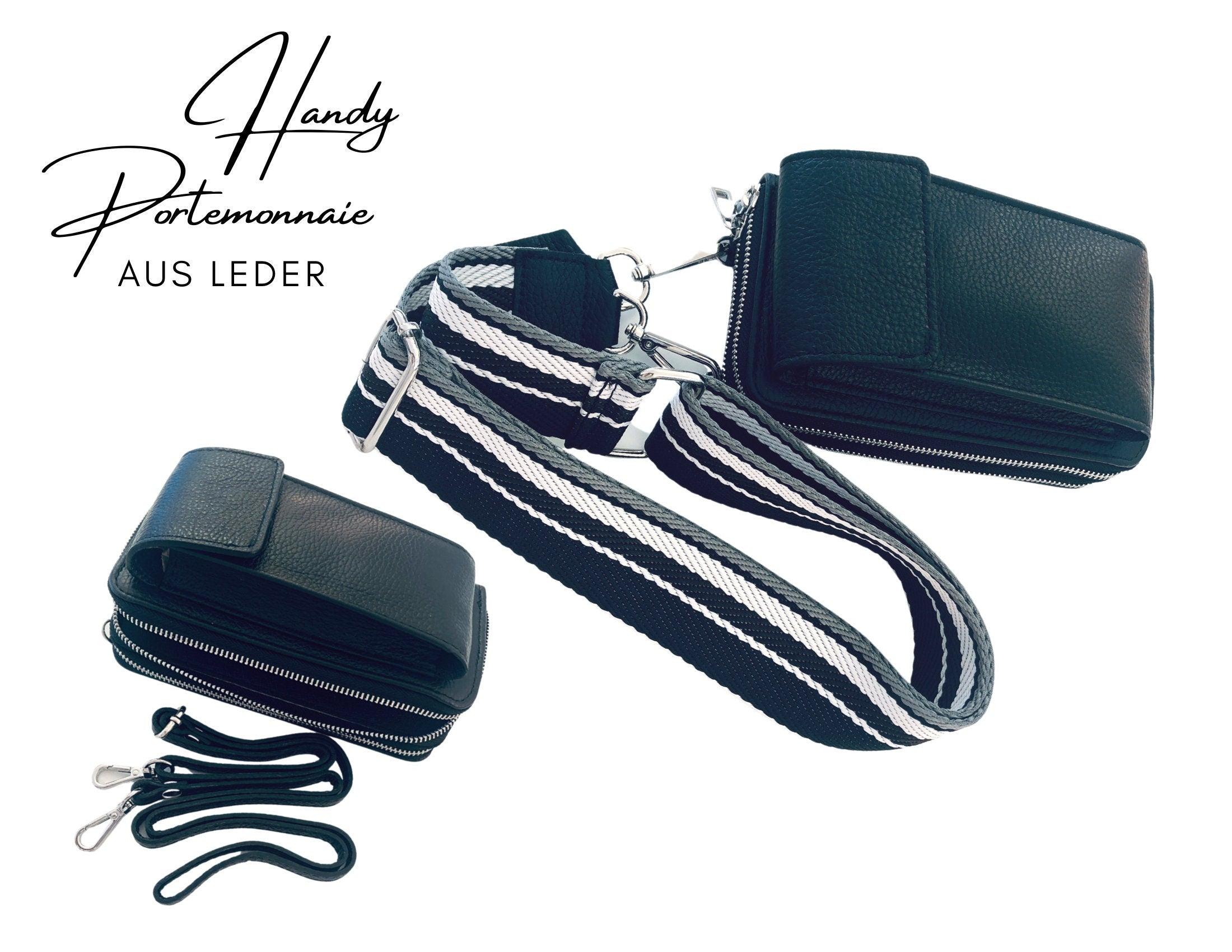 Handyportemonnaie | Doppelt | Echt Leder | schwarz - Roo's Gift Shop