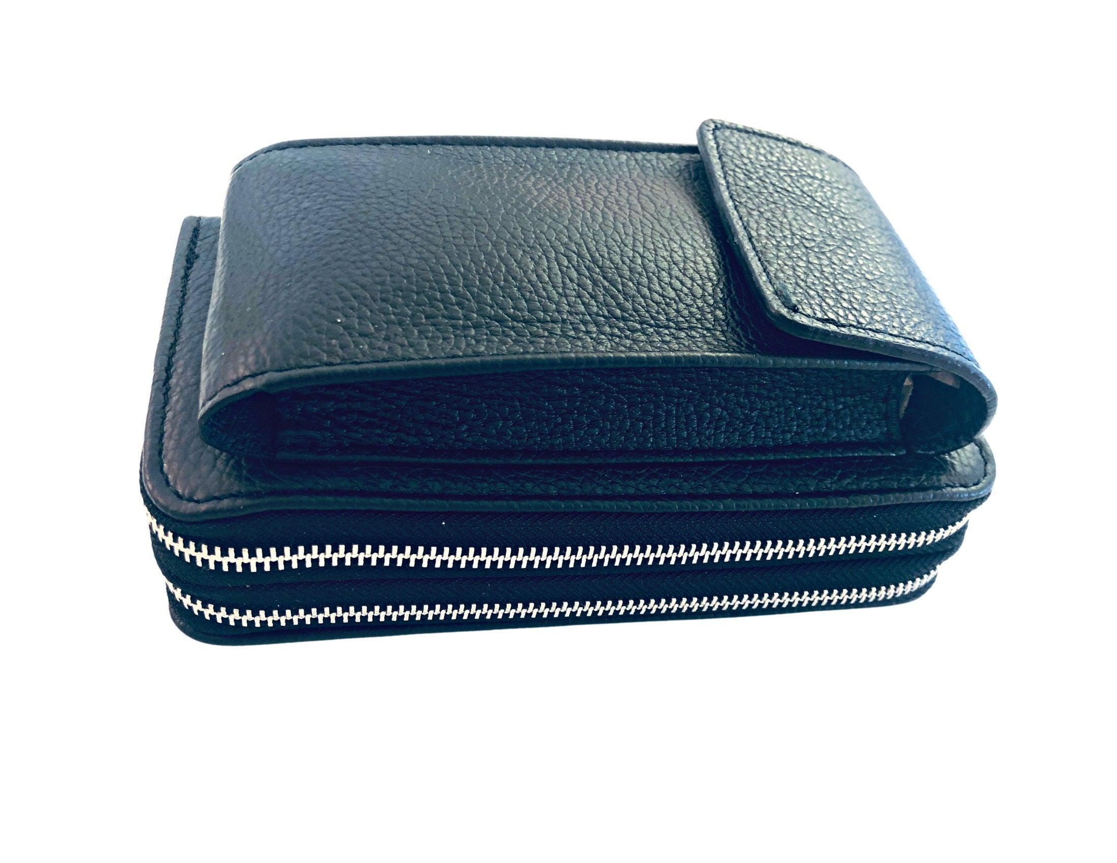Handyportemonnaie | Doppelt | Echt Leder | schwarz - Roo's Gift Shop