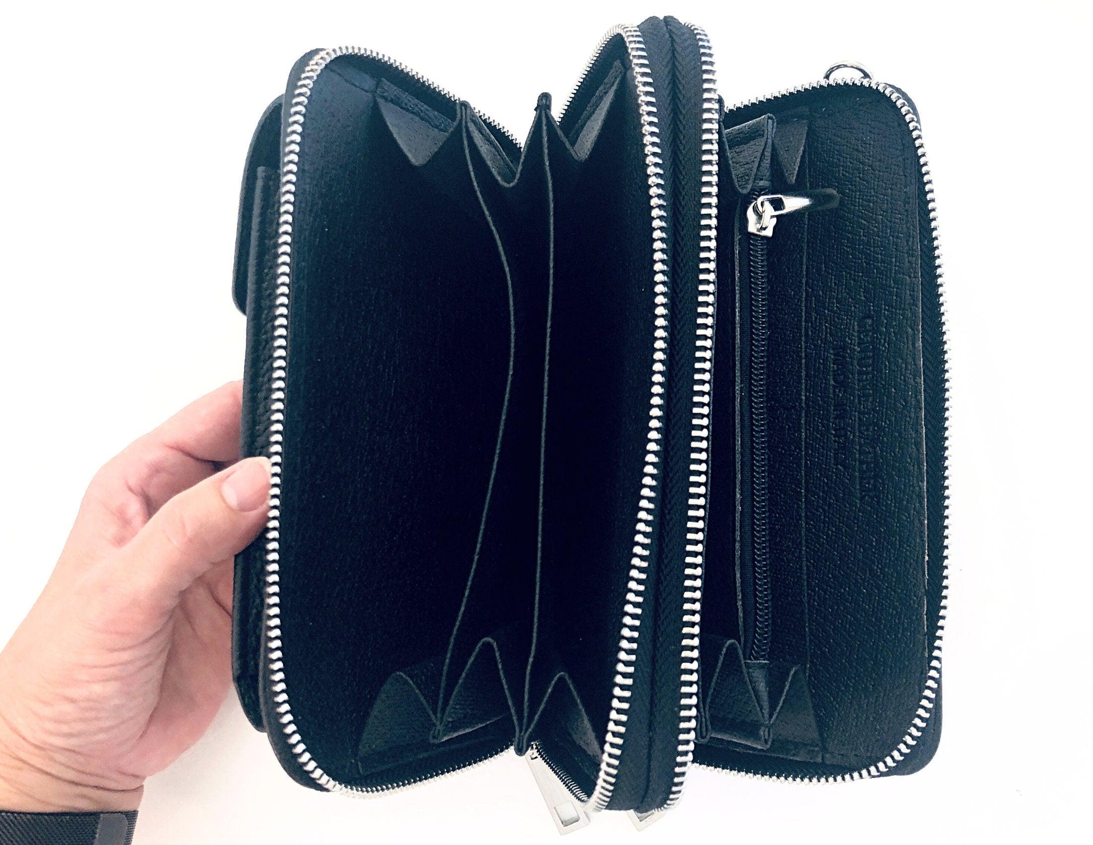 Handyportemonnaie | Doppelt | Echt Leder | schwarz - Roo's Gift Shop